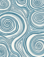 Deep Teal Swirl Fluid Contour Rug