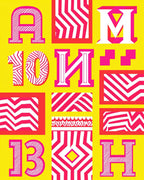 Vibrant Pink Geometric Stripe Collage Rug