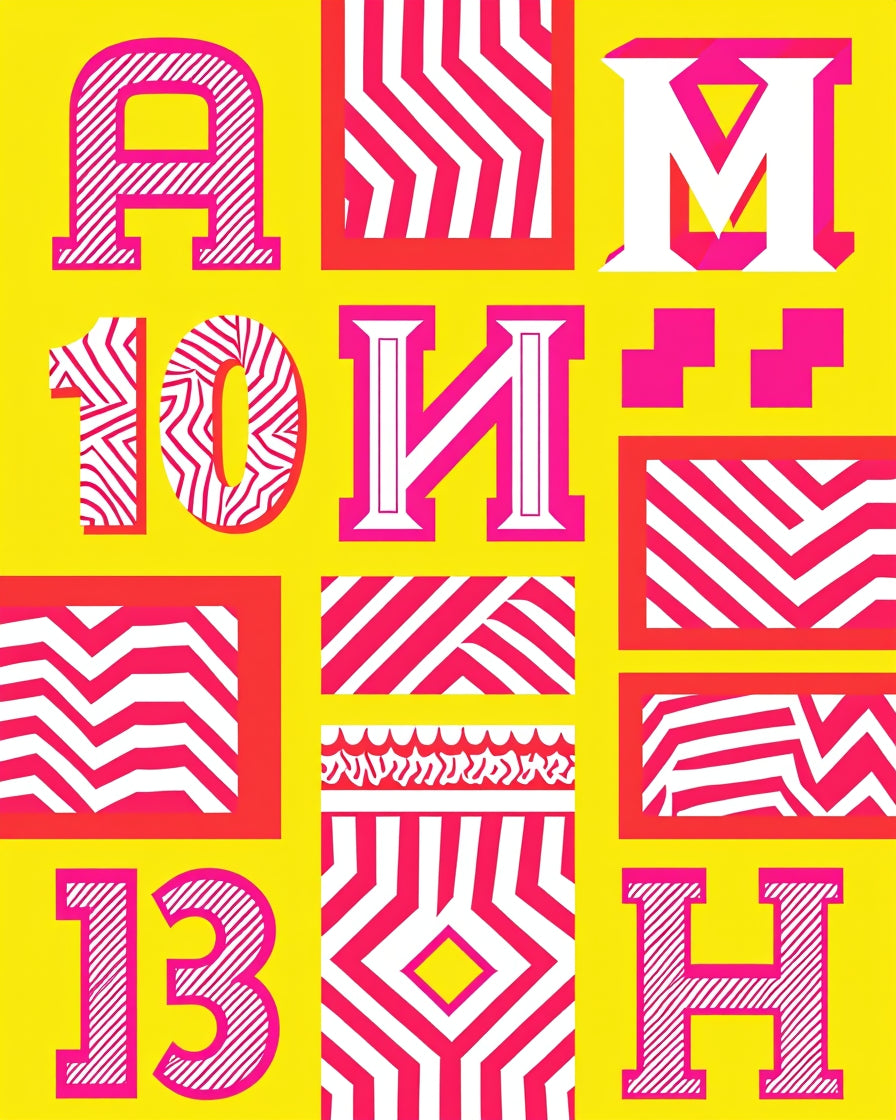 Vibrant Pink Geometric Stripe Collage Rug