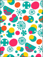 Whimsical Teal Pink Yellow Shapes Rug
