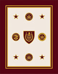 Maroon Gold Crest Star Arrangement Rug
