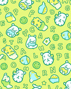 Light Yellow Cartoon Creatures Alphabet Rug