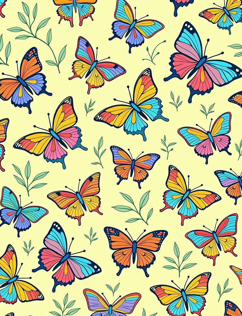 Whimsical Butterfly Floral Collage Rug