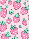 Pink Strawberry Hearts Floral Patchwork Rug