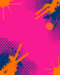 Bright Pink Orange Blue Splatter Graphic Rug
