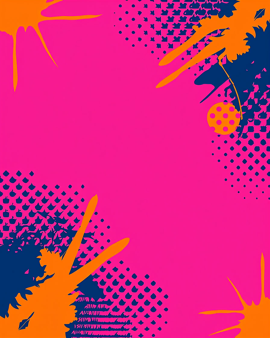 Bright Pink Orange Blue Splatter Graphic Rug