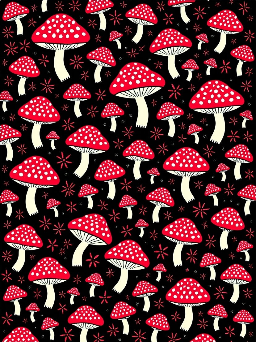 Whimsical Red Mushroom Forest Collection Rug