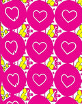 Pink Heart Circles Yellow Swirls Rug