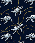 Oceanic Turtles with Gold Chain Accent Rug