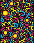 Vibrant Sunburst Shapes Abstract Rug