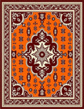 Vibrant Amber Floral Medallion Rug