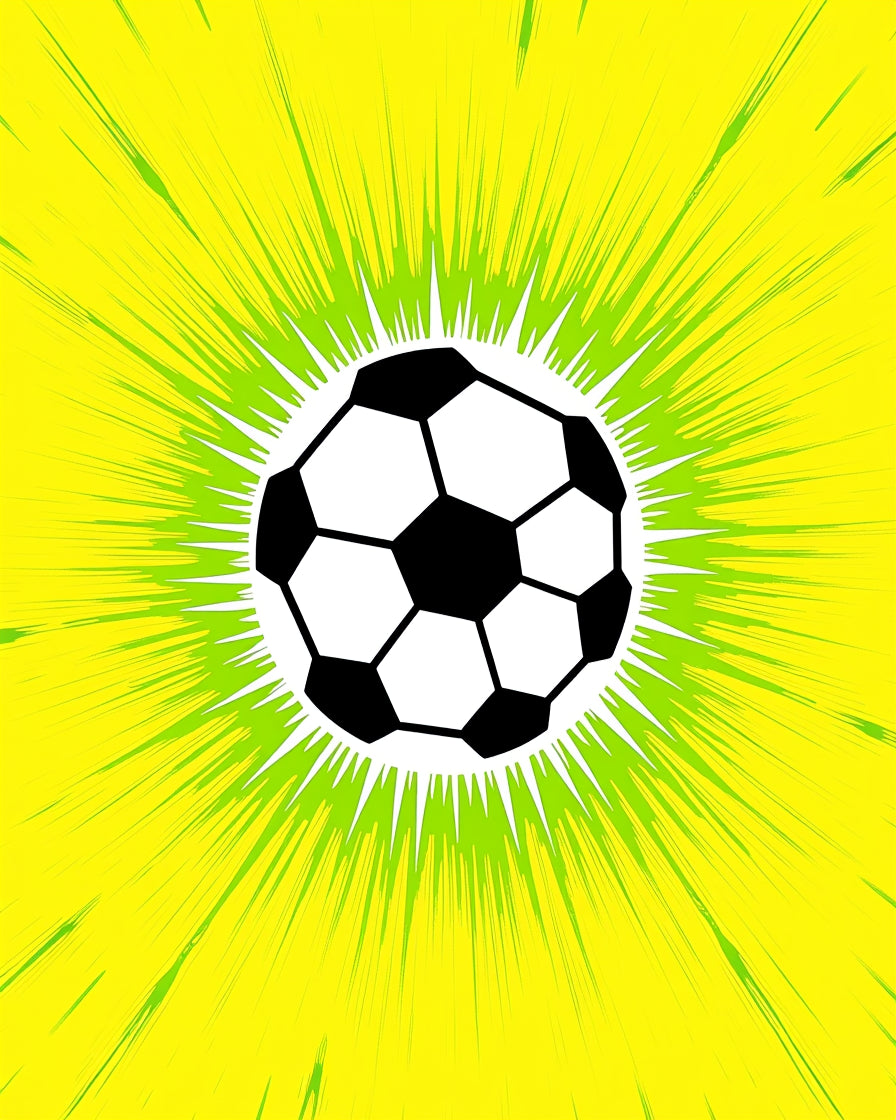 Exploding Yellow Green Soccer Ball Graphic Rug