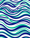 Vivid Teal Blue Wavy Lines Rug