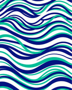 Vivid Teal Blue Wavy Lines Rug