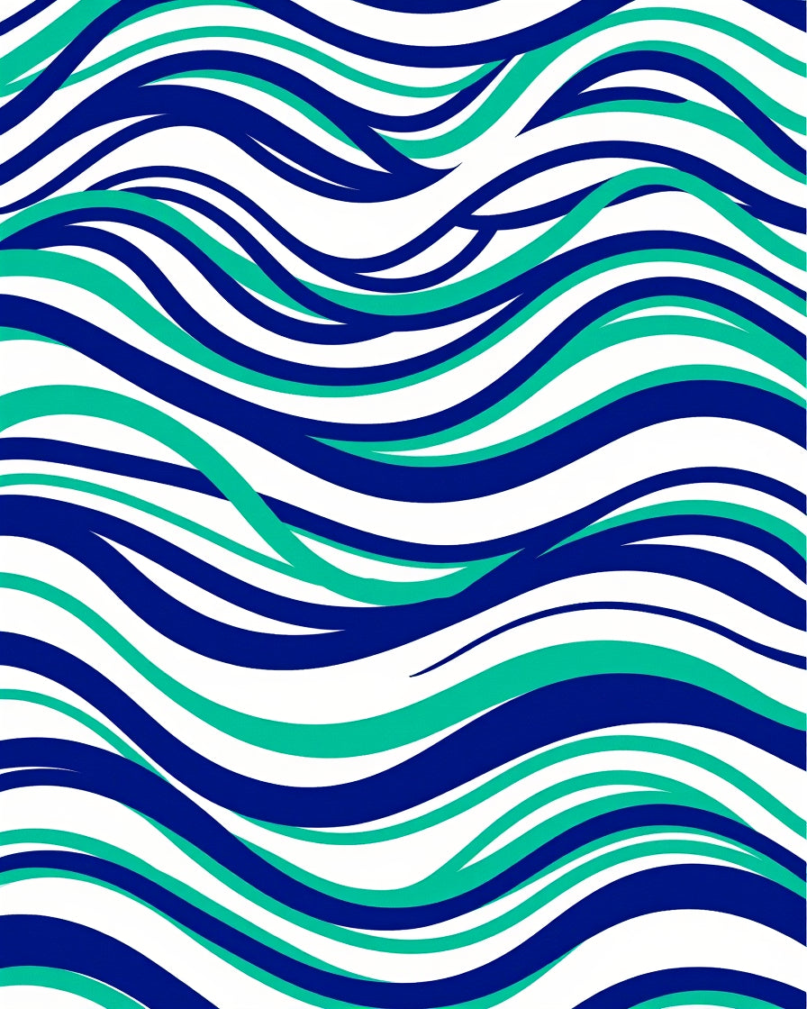 Vivid Teal Blue Wavy Lines Rug