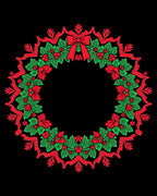 Red Green Holly Wreath With Bow Rug