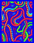 Vibrant Red And Yellow Wavy Ribbon Rug