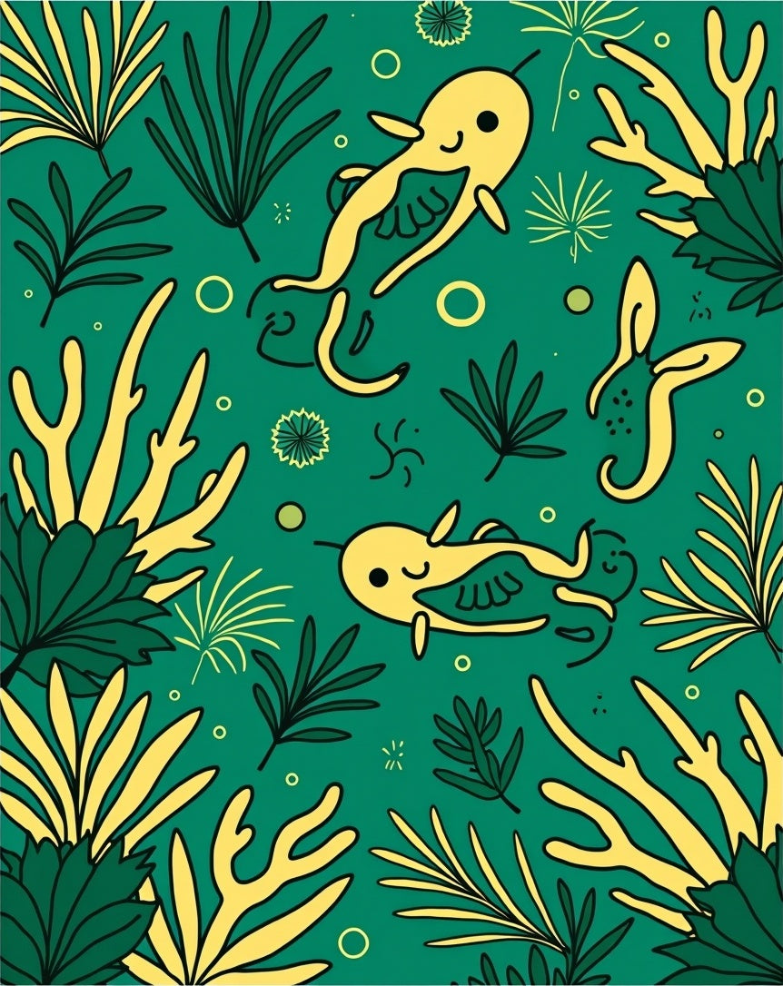 Yellow Sea Narwhal Coral Garden Rug