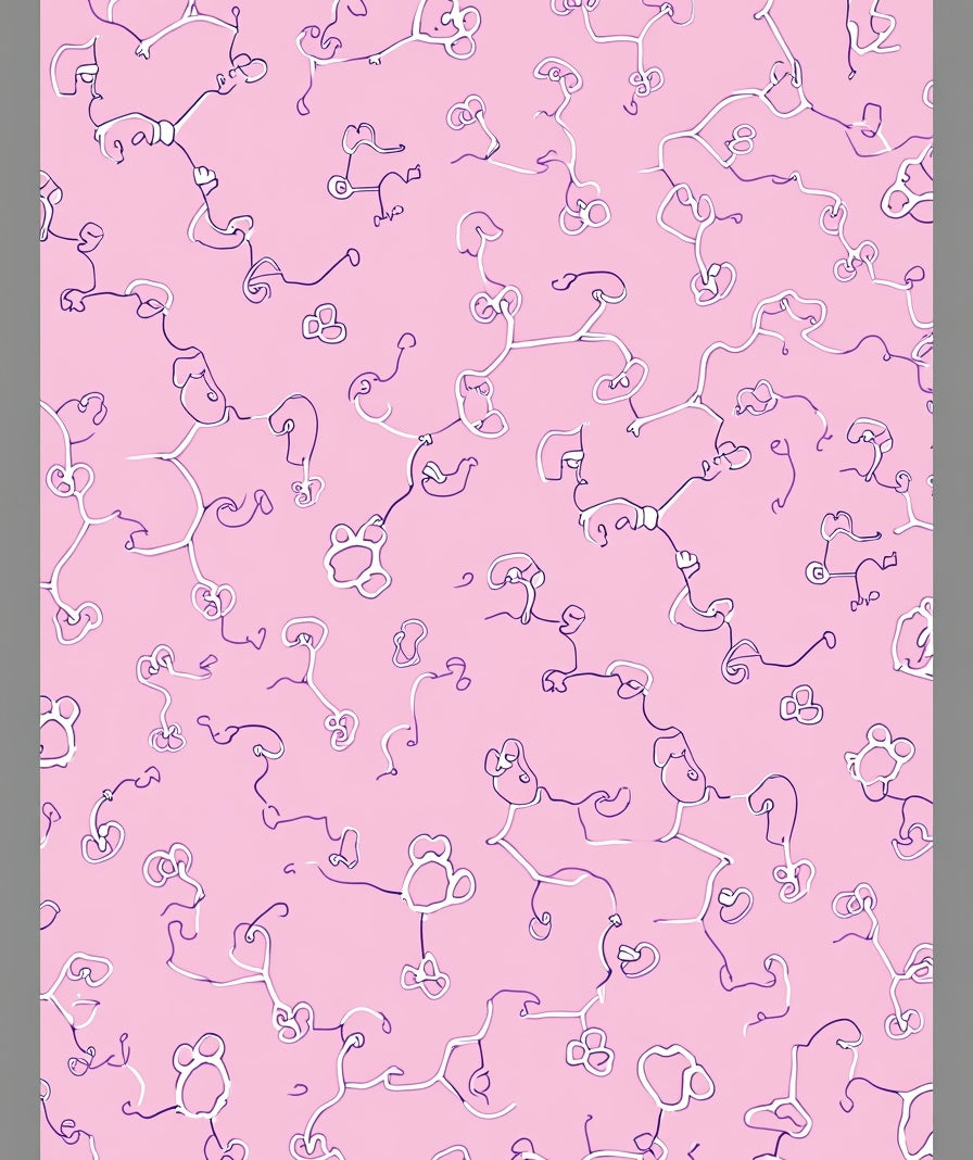 Pink Whimsical Line Art Whimsical Vines Rug