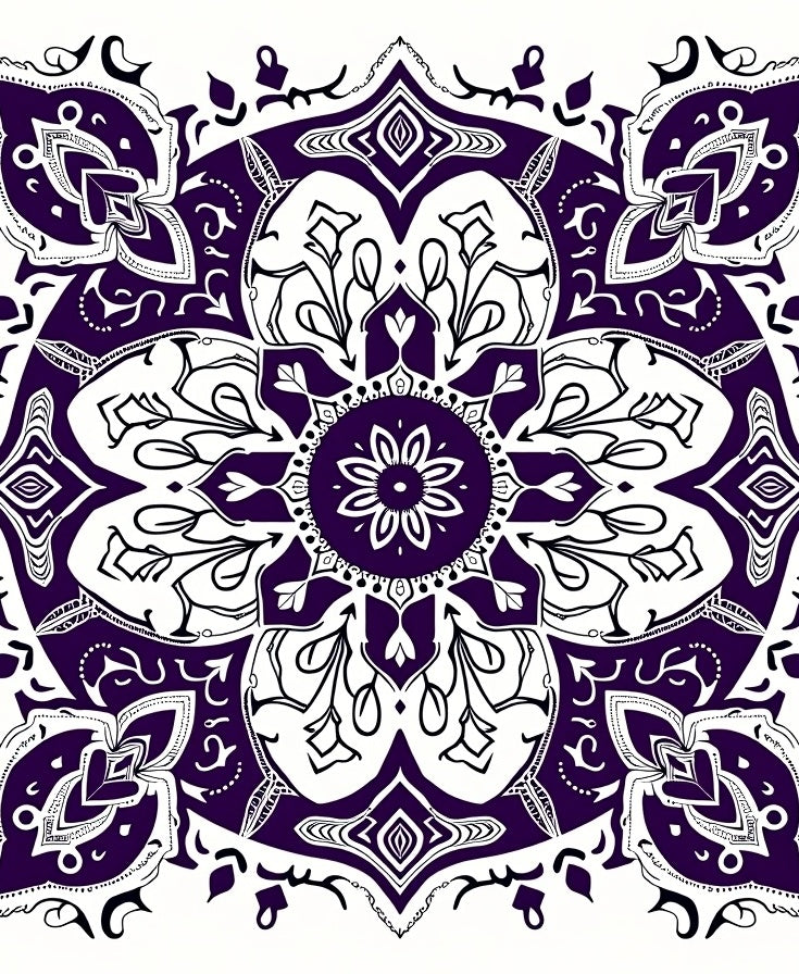 Deep Purple Floral Medallion Rug