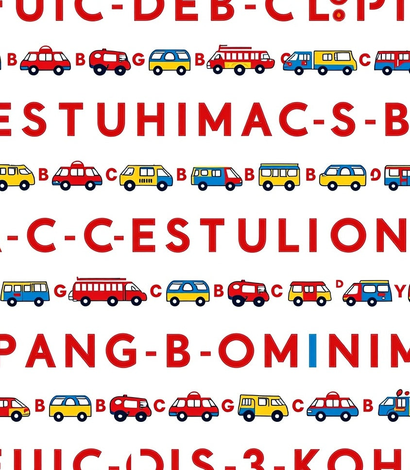 Alphabet Vehicles Red Blue Yellow Collection Rug