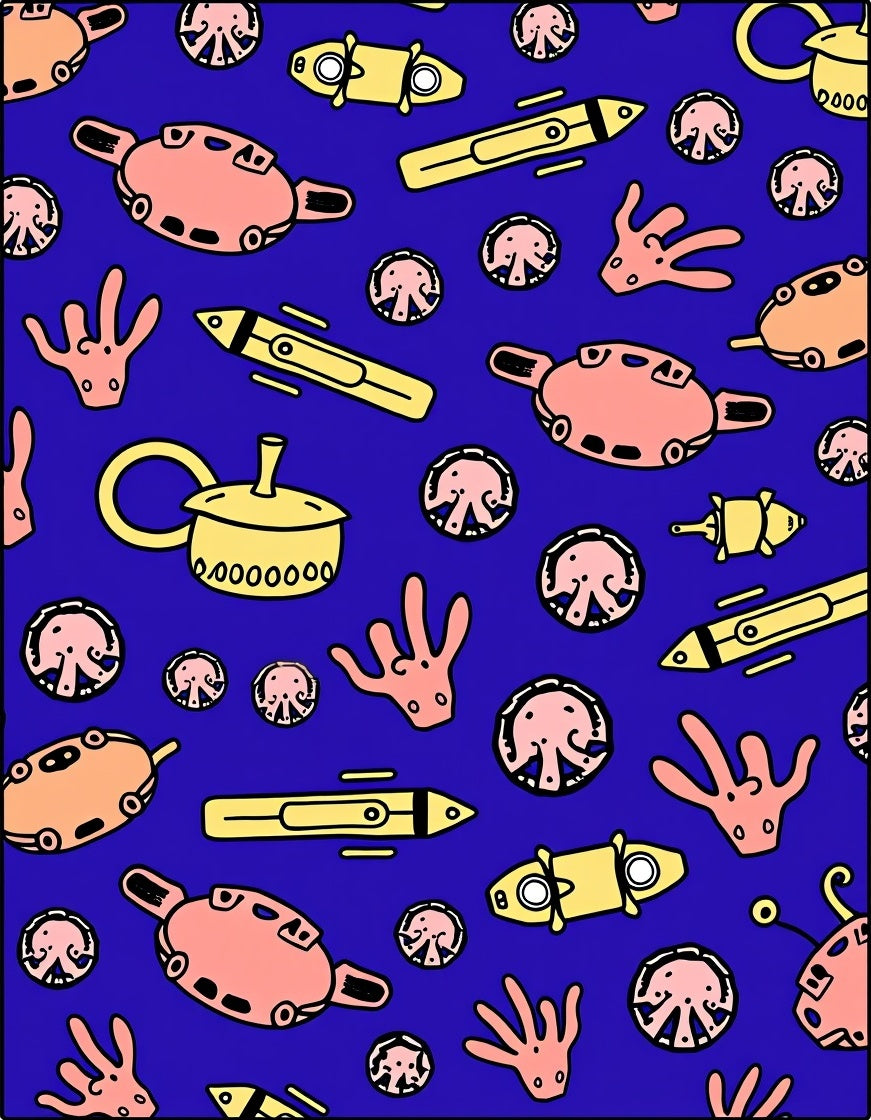 Whimsical Coral Submarine Abstract Rug