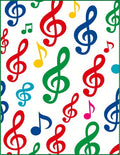 Colorful treble clef scattered throughout Rug
