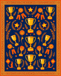 Golden Trophies Navy Blue Award Rug