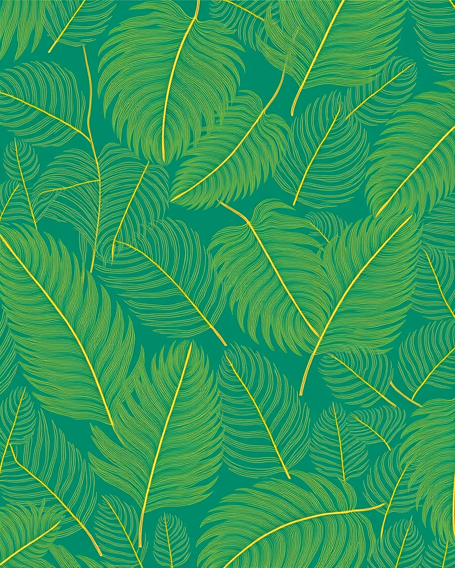 Emerald Green Feathered Palm Frond Rug