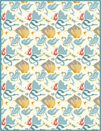 Ocean Blue Seashell Coral Collection Rug