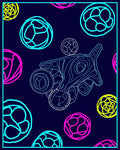 Abstract Neon Circles Organic Form Rug