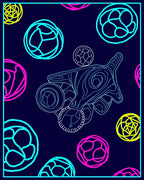 Abstract Neon Circles Organic Form Rug