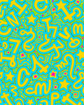 Groovy Yellow Blue Star Graffiti Rug