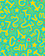 Groovy Yellow Blue Star Graffiti Rug