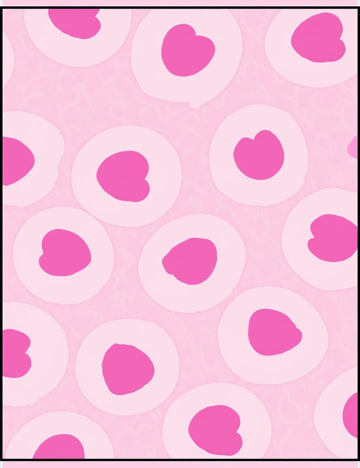 Pink Heart Circles On Light Background Rug