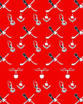 Crimson Crossed Skis Sailboat Motif Rug