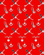 Crimson Crossed Skis Sailboat Motif Rug
