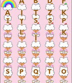 Whimsical Candy Alphabet Ice Cream Clouds Rug