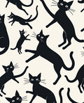 Whimsical Black Cats Cream Background Rug