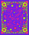 Vibrant Pink Floral Border Purple Field Rug