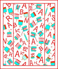 Alphabetical Red Aqua Composition Rug