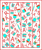 Alphabetical Red Aqua Composition Rug