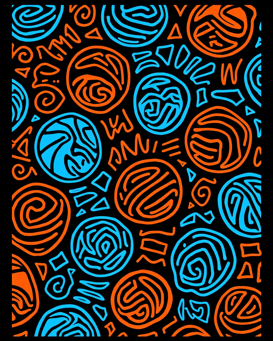 Abstract Orange Blue Sun Circle Rug
