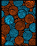 Abstract Orange Blue Sun Circle Rug