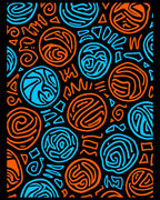 Abstract Orange Blue Sun Circle Rug