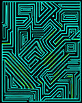Bright Cyan Labyrinth Electric Lines Rug
