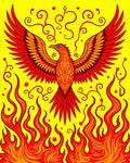 Fiery Red Phoenix With Swirling Flames Rug