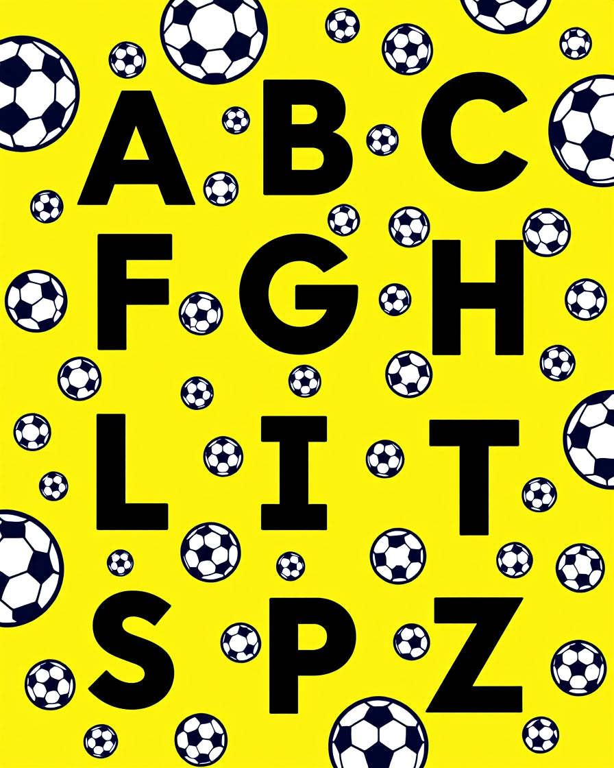 Alphabet Sports Balls Yellow Rug