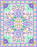 Pastel Purple Floral Medallion Border Rug
