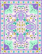 Pastel Purple Floral Medallion Border Rug